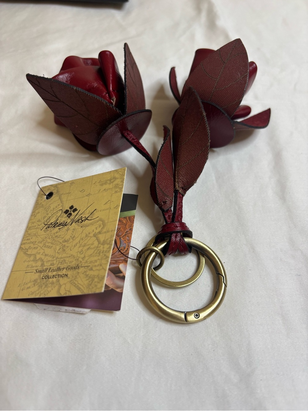 Patricia Nash Ruby Red Leather Rose Key & Card Holder